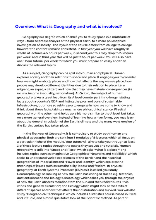 Geography Application Guide