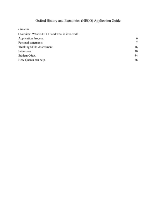 History and Economics Application Guide
